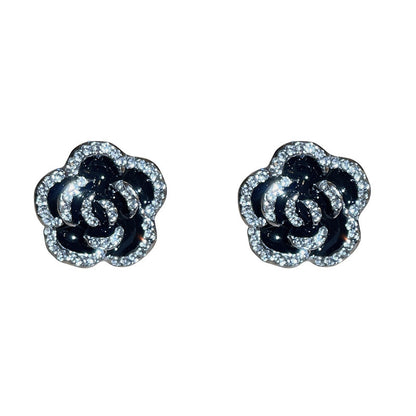 Copper Rhinestone Flower Earrings