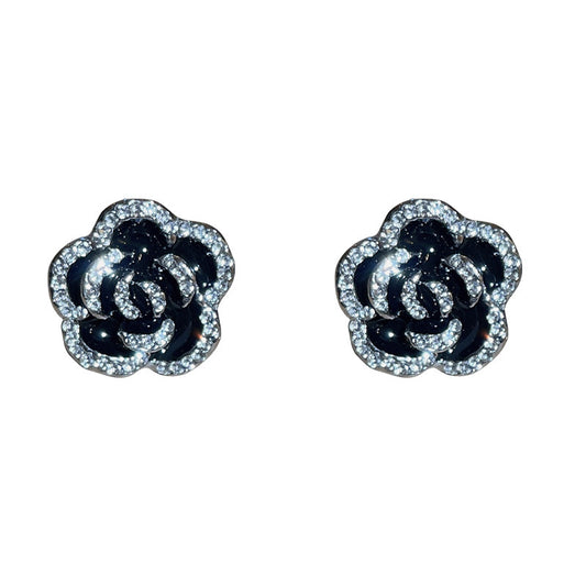 Copper Rhinestone Flower Earrings